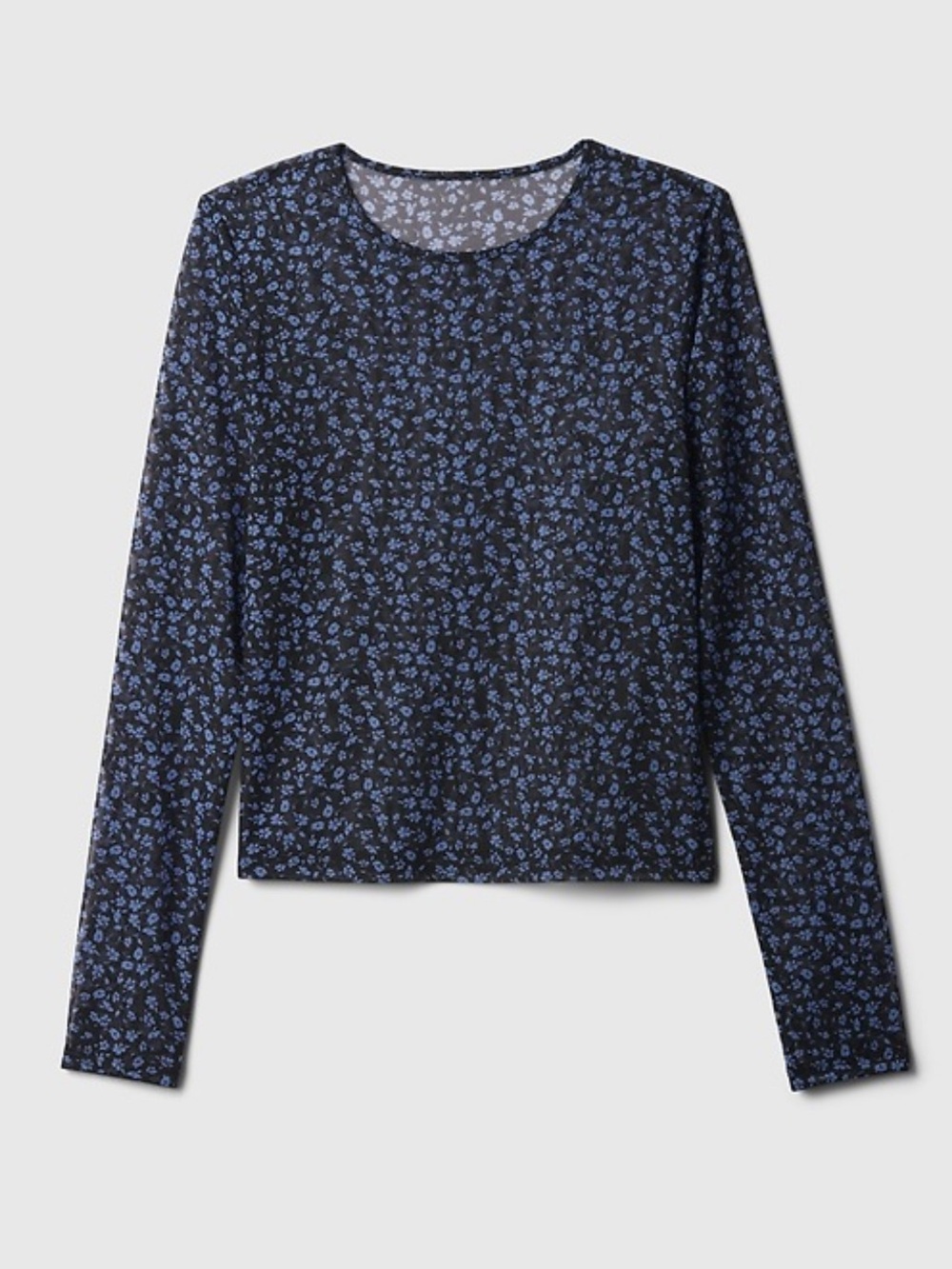 Long Sleeve Floral Mesh Top